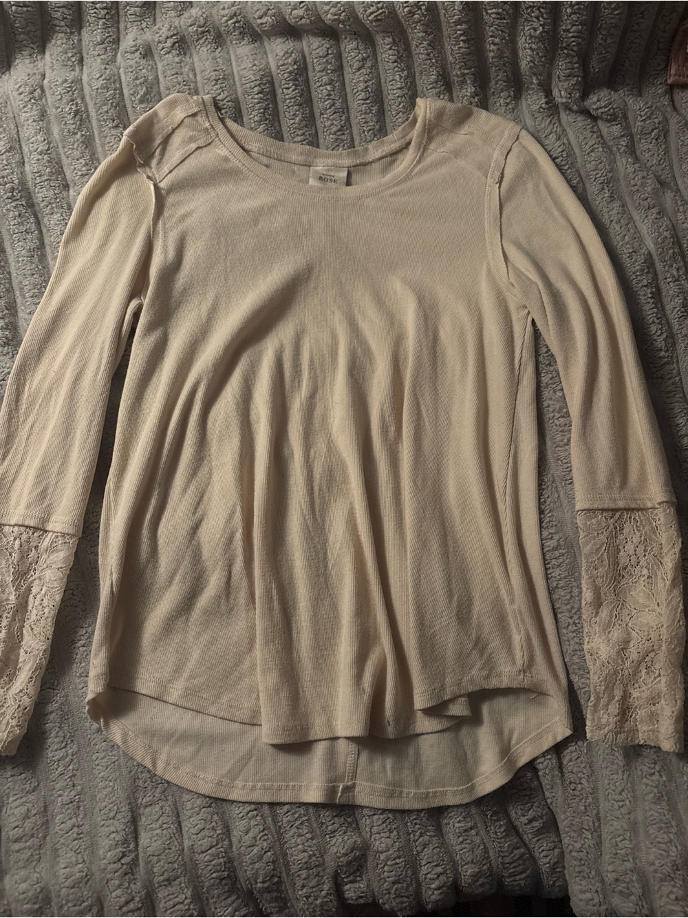 Knox Rose Cream Long-Sleeve Top with Lace Cuffs